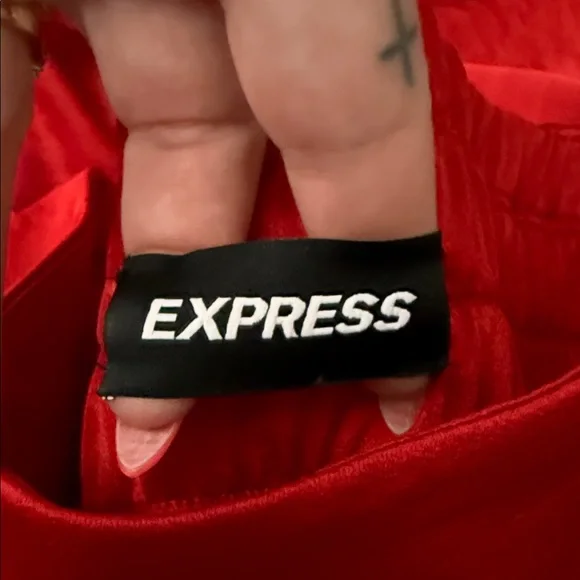 Express Red Satin Tie waist pants - Picture 4 of 7